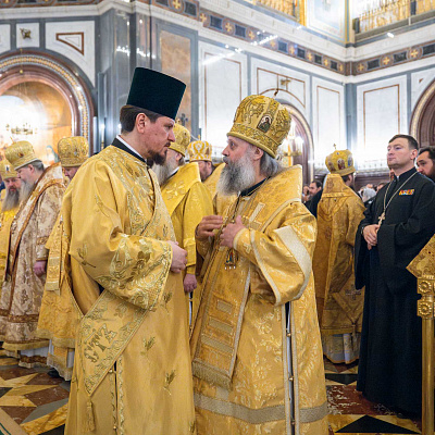 Митрополит Георгий сослужил Святейшему Патриарху на Божественной литургии в Храме Христа Спасителя в Москве