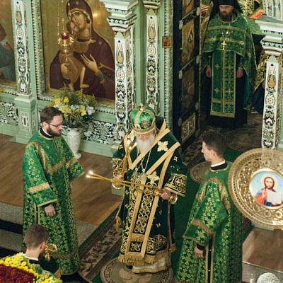 Накануне праздника перенесения мощей святого князя Александра Невского епископ Городецкий и Ветлужский Августин совершил Всенощное бдение в Городецком Феодоровском мужском монастыре