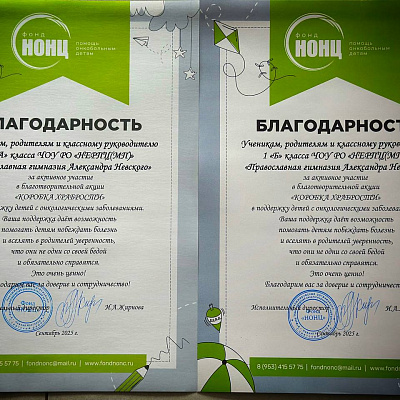 Воспитанники нижегородской Александро-Невской православной гимназии приняли участие в акции «Коробка храбрости»