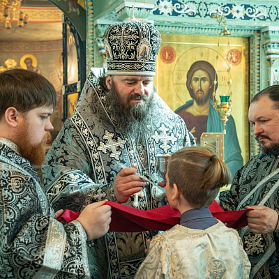 В среду первой седмицы Великого поста епископ Городецкий и Ветлужский Парамон совершил Литургию Преждеосвященных Даров в Городецком Феодоровском мужском монастыре