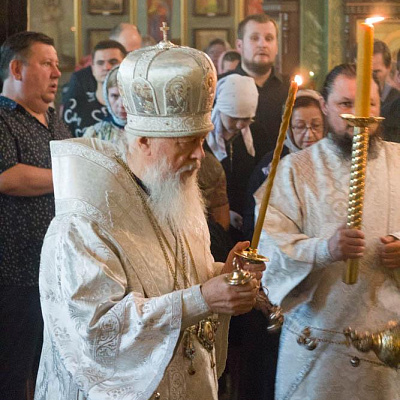 Накануне праздника Преображения Господня епископ Городецкий и Ветлужский Августин совершил Всенощное бдение в Городецком Феодоровском мужском монастыре