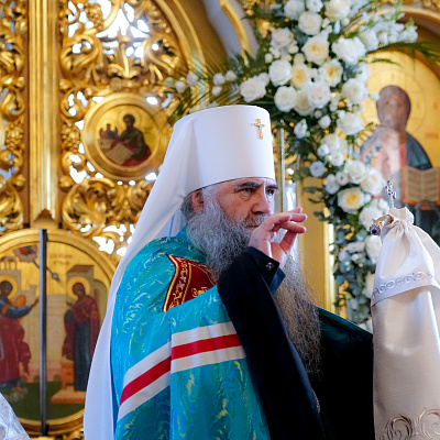 В праздник Преображения Господня митрополит Георгий возглавил Божественную литургию в Преображенском соборе Серафимо-Дивеевского монастыря