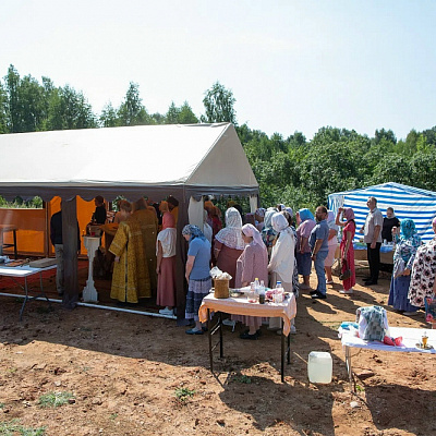 В селе Дмитриевское Сокольского благочиния на месте утраченного храма была совершена Божественная литургия