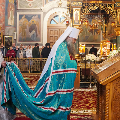В день 80-летия настоятельницы Дивеевского монастыря митрополит Георгий совершил в обители Божественную литургию