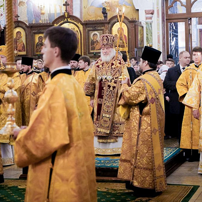 Святейший Патриарх Кирилл совершил утреню всенощного бдения в Александро-Невском кафедральном соборе Нижнего Новгорода
