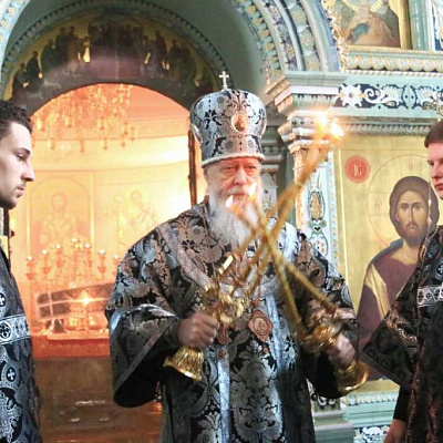 В день памяти великомученика Феодора Тирона епископ Городецкий и Ветлужский Августин совершил Литургию Преждеосвящённых Даров в Городецком Феодоровском мужском монастыре